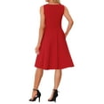 thumbnail image 3 of INSPIRE CHIC Vintage Swing Dress for Women's Sweetheart Neck Sleeveless Fit and Flare Dresses XS Red, 3 of 6