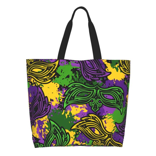 Easygdp Mardi Gras7 Bolsas Tote para Mujer, Bolsos de Hombro para Viaje, Bolsos de Mano de Gran Capacidad para Compras y Trabajo
