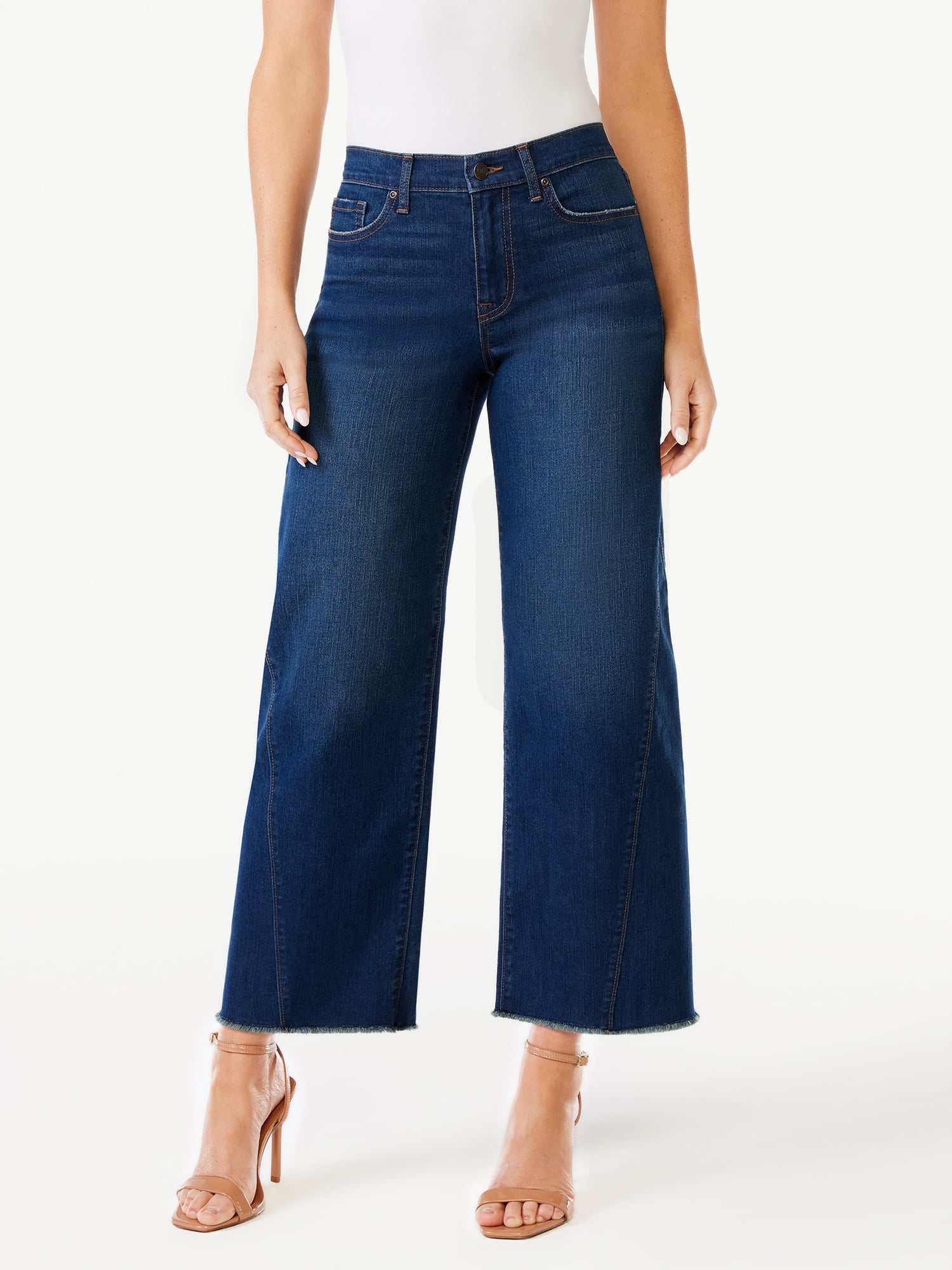 Sofia Jeans Women's Luisa Wide Leg High Rise Crop Jeans with Gusset Detail
