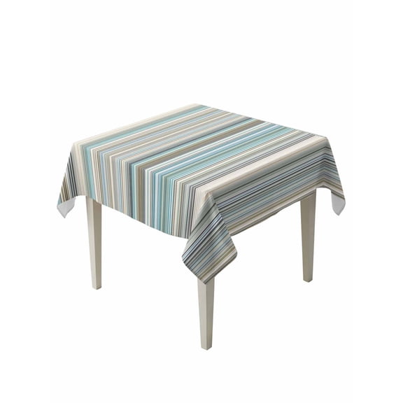 Light Blue Striped Table Cloth, Waterproof Tablecloth for Square Tables, Farmhouse Thin Line Modern Abstract Art Reusable Washable Fabric Table Cover for Restaurant Kitchen Dining Tables 60"x60"