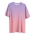 thumbnail image 5 of Htigea Plus Size T Shirts for Women Gradient Color Short Sleeve Crewneck Tee Casual Loose Fit Daily Pullover Tops Pink XL, 5 of 6