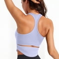 thumbnail image 6 of CFLVAEK Halter Sports Bra for Women High Impact Racerback Sports Bras Ribbed Wireless Longline Bras for Running Workout Purple L, 6 of 6
