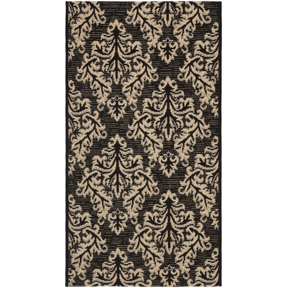 Safavieh Courtyard Anna Damask Indoor/Outdoor Area Rug, Black/Creme, 2' x 3'7"