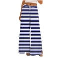 thumbnail image 2 of Dasayo Pants for Women Blue High Waist Palazzo Wide-Leg Trousers Baggy Striped Drawstring Slacks Women Leggings XXL, 2 of 8