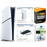 Sony PlayStation 5 Slim Digital Bundle with Disc Drive, Vertical Stand, MightySkins Game Collection Services, and 1 Year Extended Warranty