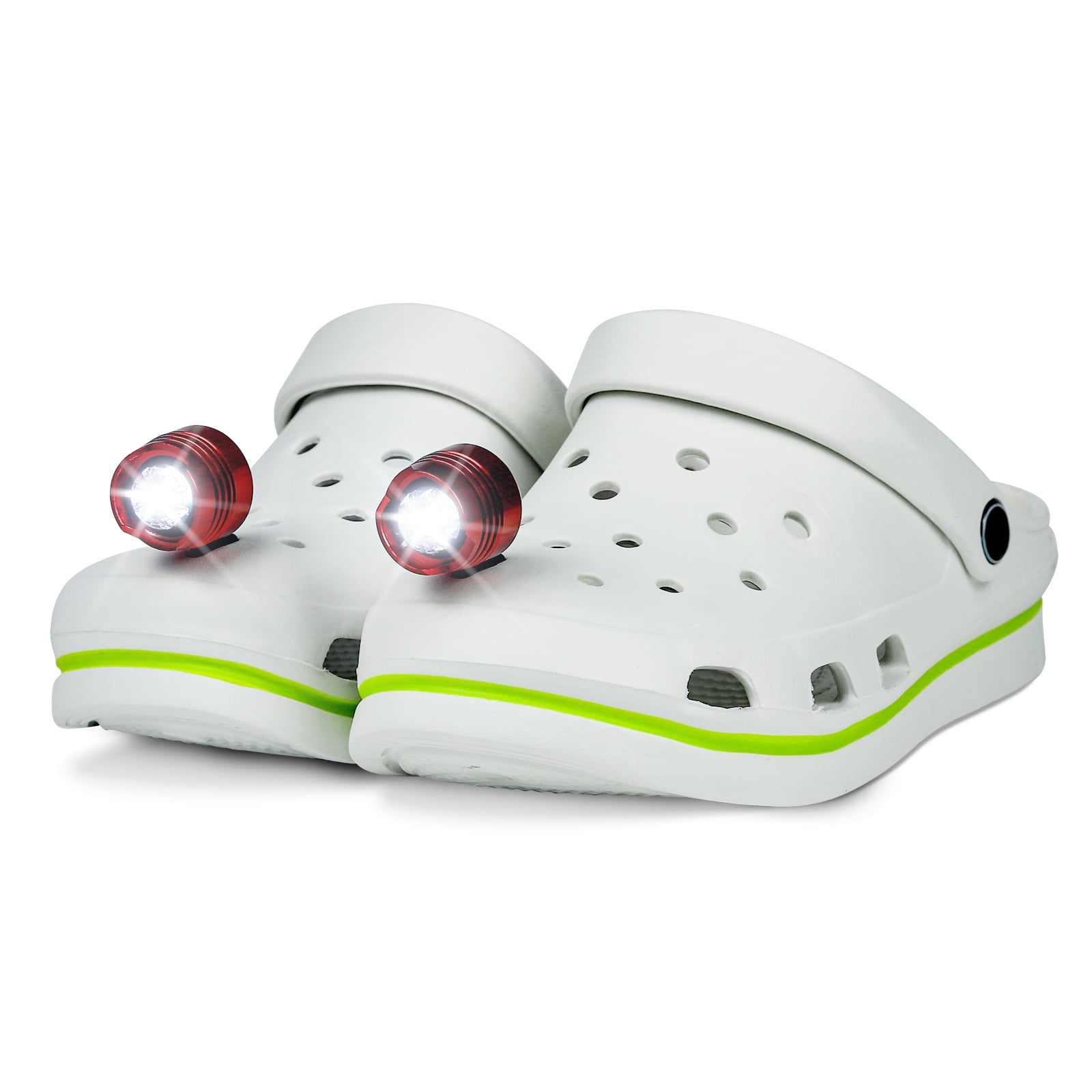 Yontune 2X Headlights For Croc Shoe Decoration Accessories For Running Camping Cute Gifts Red 