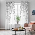 thumbnail image 4 of Eucalyptus Leaves Kitchen Curtains Window Panels, Grey Summer Botanical Weeping Insulated Window Treatment Curtain, Grommet Curtains for Bedroom/Living Room/Bathroom, 2 Piece 42"Wx84"L, 4 of 8
