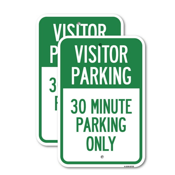(2 Pack) Visitor Parking 30 Minute Parking Only | 12" X 18" Heavy-Gauge Aluminum Sign | Rust Free Aluminum, Weather Resistant, Waterproof, Fade Resistant, 2 Pre-drilled Holes