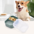 thumbnail image 7 of Pet Food Container, Green Silicone Two Compartment Travel Storage, 7 of 7