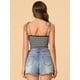 thumbnail image 5 of INSPIRE CHIC Top sin mangas de verano sin mangas con tirantes finos y tirantes finos con lazo a rayas arcoíris para mujer Blanco negro XS, 5 of 6