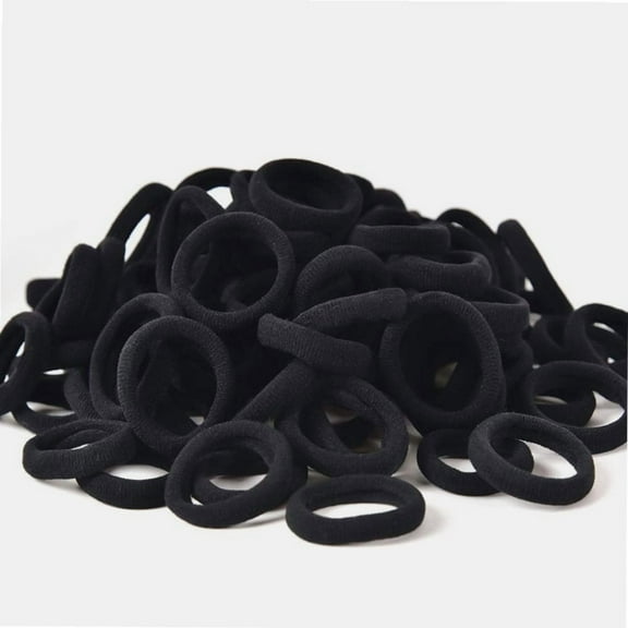 Baby Hair Ties, 120 Pieces 1.18 Inch Cotton Toddler Hair Ties for Kids Girls, Seamless Cute Small Black Hair Ties for Women Thick Hair (Black)