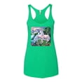 thumbnail image 2 of Wild Bobby, Unicorn Fanstasy Island Castle Animal Lover Tri-Blend Racerback Tank Top, Envy, Small, 2 of 3