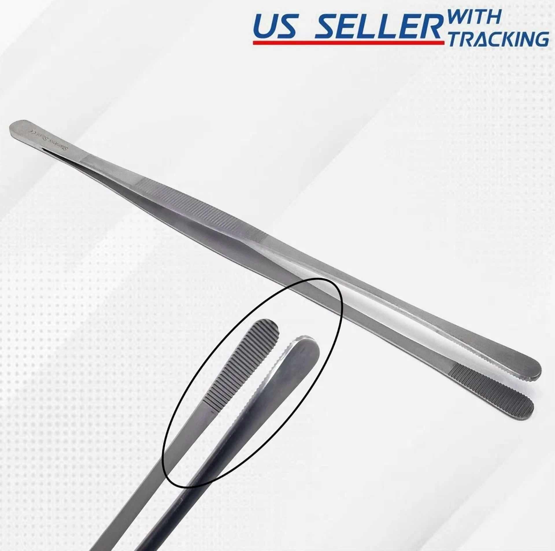CRESTIN- 2Pc Kitchen Tweezer 12? Angled & Round Set Long Food Tongs Chef Diy German Grade