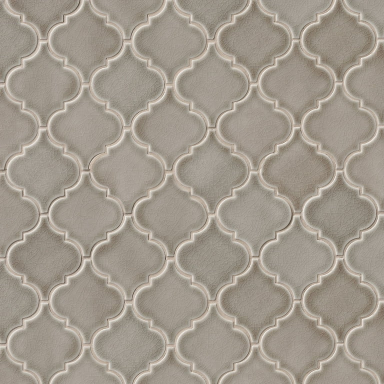 MSI Dove Gray Arabesque 10-1/2 in. x 15-1/2 in. x 8 mm Glossy Ceramic Mesh-Mounted Mosaic Wall Tile (11.7 sq. ft. / case) MSI Dove Gray Arabesque 10-1/2 in. x 15-1/2 in. x 8 mm Glossy Ceramic Mesh-Mounted Mosaic Wall Tile (11.7 sq. ft. / case)