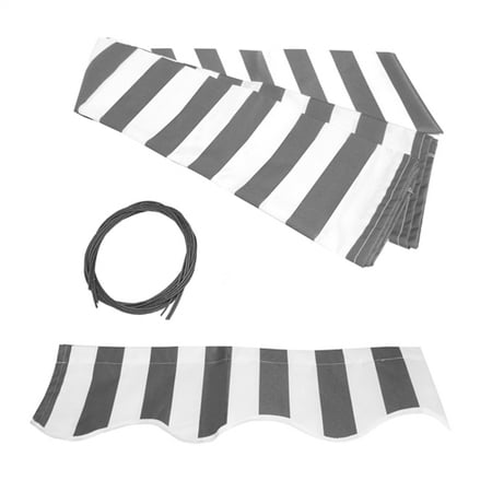 ALEKO 16 x10  Retractable Awning Fabric Replacement  Gray and White Striped Color