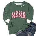 thumbnail image 5 of Women's Mama Printed Crewneck Sweatshirt Long Sleeve Drop Shoulder Heart Graphic Casual Loose Fit Tops (L, Pink), 5 of 6