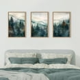 thumbnail image 3 of Watercolor Misty Forest Framed Canvas Wall Art Set, Nature Landscape Wall Decor, Foggy Mountain Pine Trees Wall Painting, Jungle Scenery Artwork for Living Room, Bedroom, Office - 16"x24"x3, 3 of 6