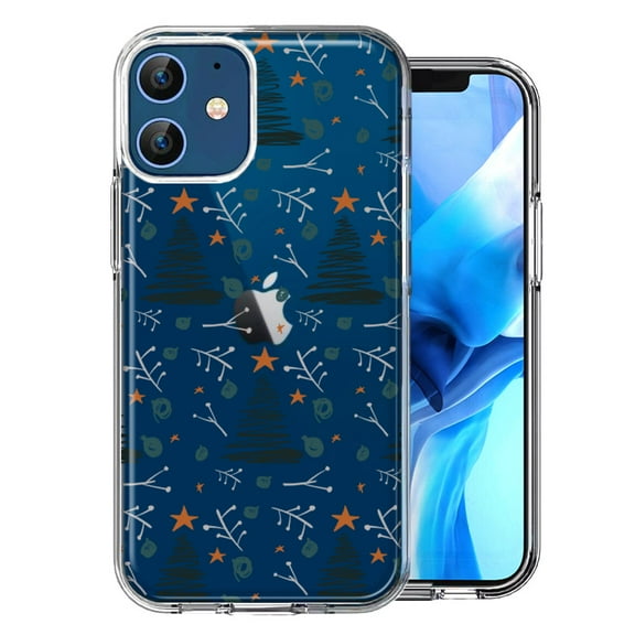 MUNDAZE For Apple iPhone 12 Holiday Christmas Trees Design Double Layer Phone Case Cover