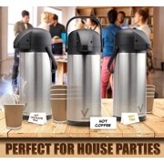 Vondior Thermal Airpot Coffee & Tea Beverage Urn, Silver, Large, 102 oz