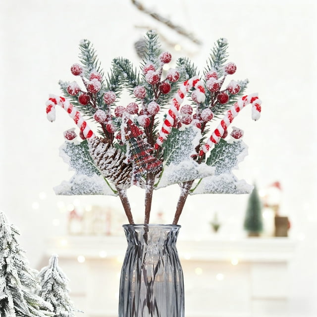 Linnome Découpages d'Arbres de Noël Branches de Baies Rouges Artificielles pour Noël, Arrangements de Table Festifs et Embellissements d'Arbres