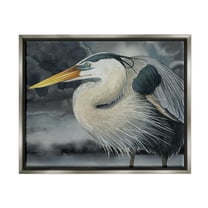 Stupell Industries Dark Heron Portrait Animals & Insects Painting Gray Floater Framed Canvas Art Print Wall Art, 31 x 25