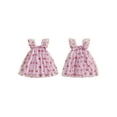 thumbnail image 2 of Toddler Baby Kids Girls Valentines Day Dress 6 12 18 24 Months 2T 3T 4T Casual Summer Heart/Letter/Bow Print Mesh Tulle Dress for Beach Party Cute Clothes, 2 of 9