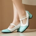 thumbnail image 2 of IUJSOY Heels for Women Vintage Cap Toe T-Strap Dress Pumps Shoes Casual Block Heeled Oxford Shoes, 2 of 7
