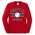 thumbnail image 2 of Wild Bobby City of Seattle Baseball Fantasy Fan Sports Men's Long Sleeve T-Shirt, Red, Large, 2 of 6
