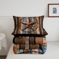 thumbnail image 5 of Homewish Vintage Stars Twin Comforter Sets,Rustic Farmhouse Cabin Bedding Set,Brown,Black Reversible,2-Piece,1 Comforter and 1 Pillowcase, 5 of 7