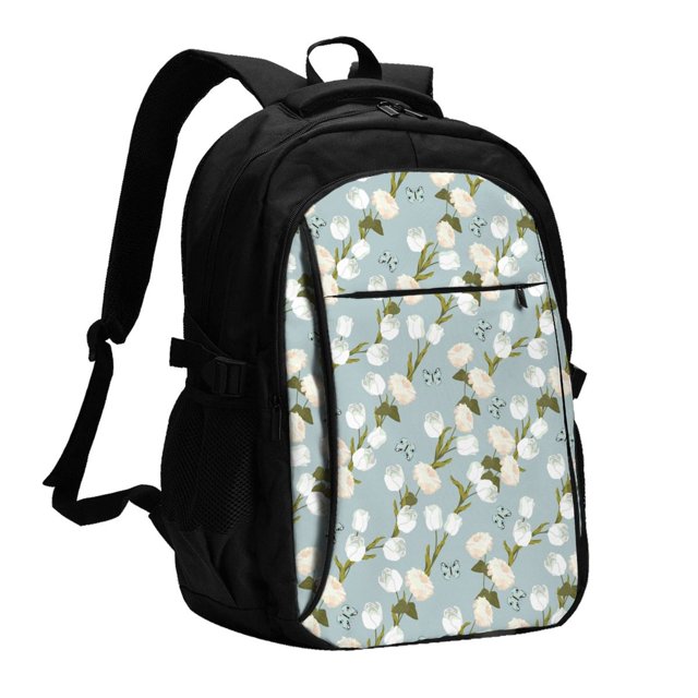 Balery Tulips Flowers Mochila con carga USB para hombre y mujer - Mochila impermeable y antirrobo para laptop con puerto USB para viajes, trabajo