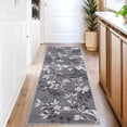 thumbnail image 2 of Garvee 2'x6' Modern Runner Rug Washable Floral Accent Carpet with Non-Slip Backing, Stain-Resistant Soft Rugs Low Pile Floor Mats, Botanical Print Rug for for Entryway, Hallway, Kitchen, Grey, 2 of 9