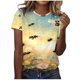 thumbnail image 1 of Blusas de Manga Corta para las Mujeres Cuello Redondo de Impresión de Verano, Top de Poliéster de Moda Casual para Toda la Temporada, 1 of 4