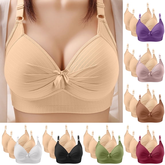 Swuxness Women's 3PC Wireless Bras Breathable Thin Soft Classic Daily