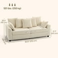 thumbnail image 3 of HOMCOM Corduroy Couch with 8 Removable Pillows, 3 Seater Sofa, Beige, 3 of 10
