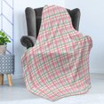 thumbnail image 4 of Abstract Soft Flannel Fleece Throw Blanket, Pastel Colored Checkered Tartan Pattern with Geometric Stripes Print, Cozy Plush for Indoor and Outdoor Use, 50" x 70", Mint Salmon Pale Pink, by Ambesonne, 4 of 5