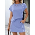 thumbnail image 3 of PRETTYGARDEN Women's Summer 2 Piece Skirt Sets Short Sleeve Shirts Tops Skorts Matching Workout Clothes Travel Outfits, 3 of 8