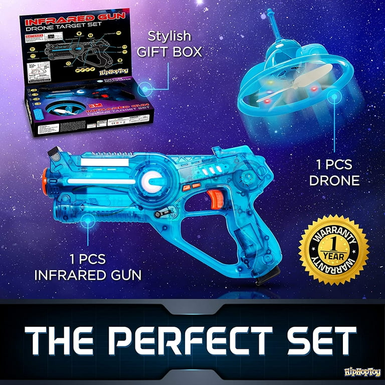 Kids Laser Tag Gun Game with Flying Toy Drone Target Laser Shooting Game for Children with Fun LED Effects