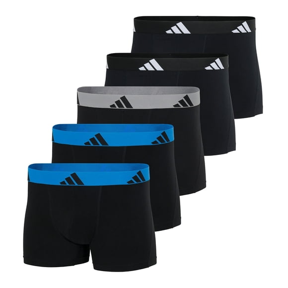 adidas Boxeurs pour Hommes, Lot de 5 - Caleçons, Coton Active Flex, logo Noir/gris/bleu 2TG (XX-Grand)