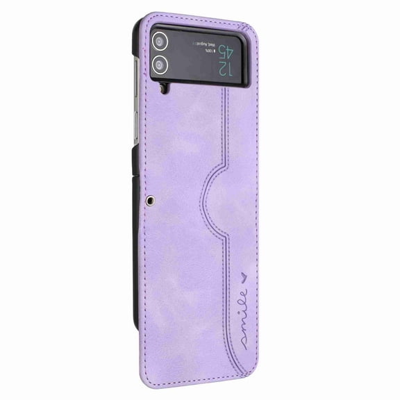 Jiahe Cover for Samsung Galaxy Z Flip 3, Slim Hybrid Shockproof Anti-Scratch Premium Leather Full Body Protection Cover Case, purple