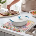 thumbnail image 2 of Pioneer Flower Floral Print Pattern Dish Drying Mat for Kitchen 1 Pack, Ultra Absorbent Microfiber Dishes Drainer Mats,16"x18", 2 of 6