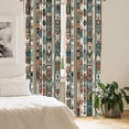 thumbnail image 2 of Ambesonne Ethnic Curtains 2 Panel Set, Folk Stripes Floral Oriental, Pair of - 28" x 84", Teal Coral and Orange, 2 of 4