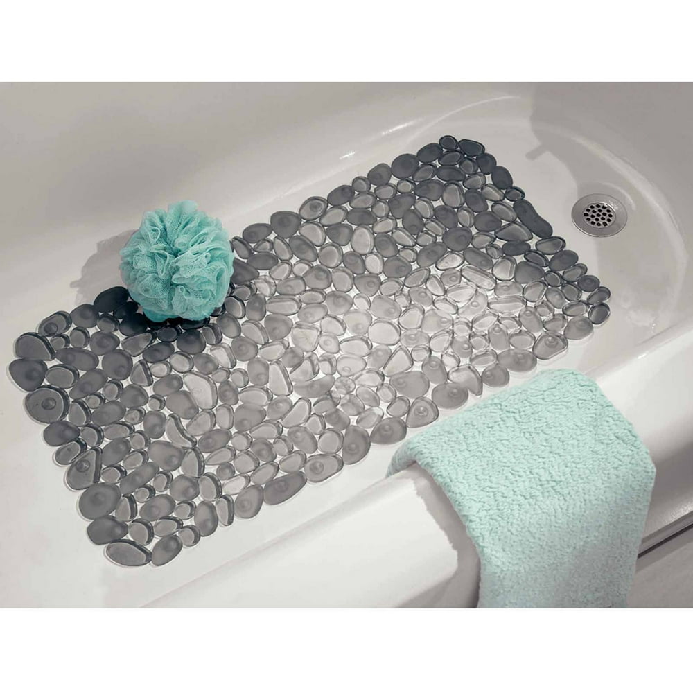 Interdesign Pebblz Bath Mat, 26.5" x 13.25" Grey PVC Mat