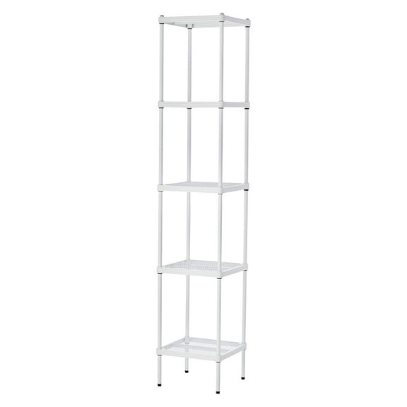 Design Ideas MeshWorks 5 Tier Metal Storage Shelving Unit Tower, White