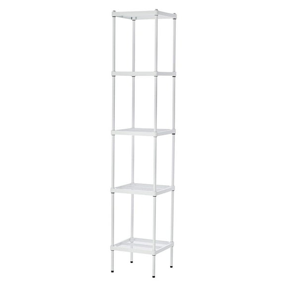 Design Ideas MeshWorks 5 Tier Metal Storage Shelving Unit Tower, White