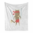 thumbnail image 1 of Japanese Soft Flannel Fleece Throw Blanket, Crime Fighter Ninja Cat and Heart Cartoon Superpower Animal Fighter Funny Design, Cozy Plush for Indoor and Outdoor Use, 60" x 80", Red Brown, by Ambesonne, 1 of 6