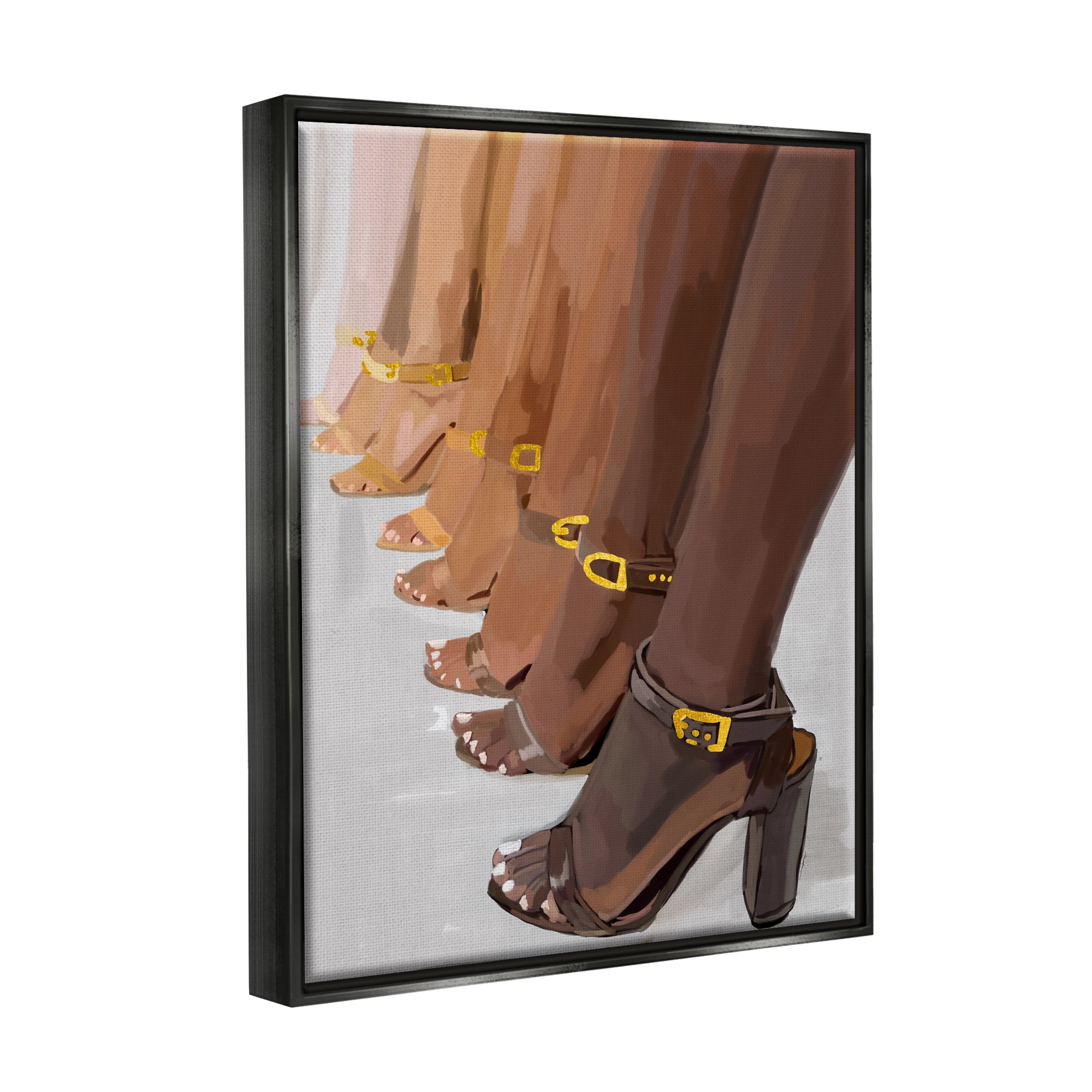 Stupell Industries Fashion Girls Heels Beauty & Fashion Painting Black Floater Framed Canvas Art Print Wall Art, 17 x 21