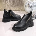 thumbnail image 4 of Womens Fall Ankle Boots Waterproof Retro Leather Lug Sole Chunky Heel Double Zipper Business Casual Shoes Loafers, 4 of 7