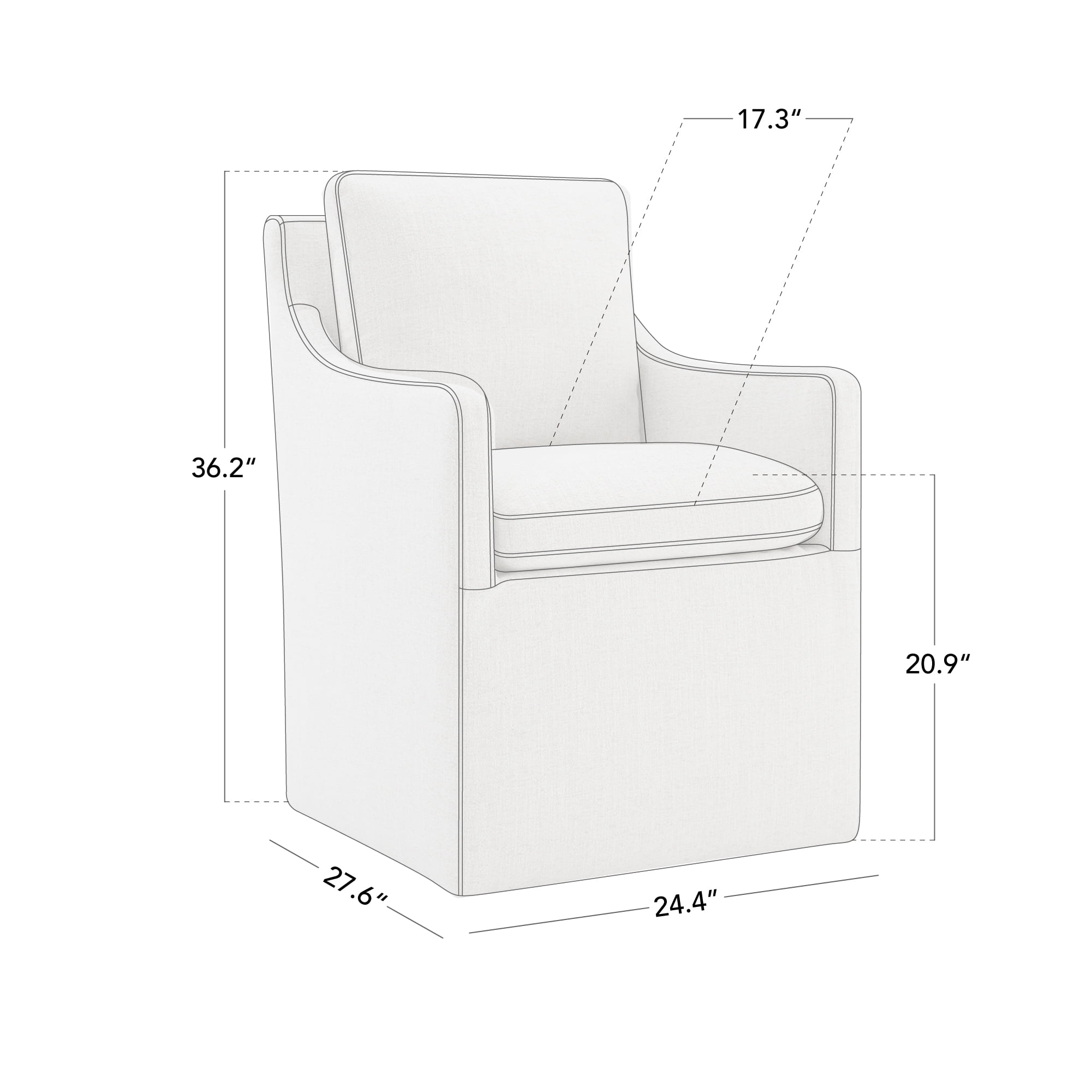 CHITA Dining Arm Chair with Caster Wheels for Kitchen Fabric Upholstered Dining Room Chair Set of 2, Linen