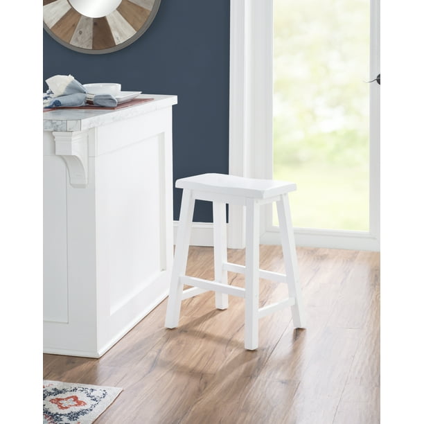 Beamon 24" Backless Saddle Counter Stool , White