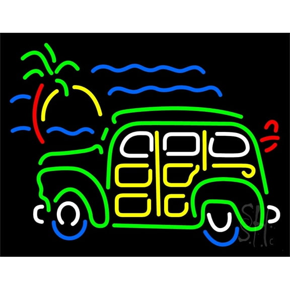 Green Car Logo LED Neon Sign 24 x 31 - inches, Clear Edge Cut Acrylic Backing, with Dimmer - Bright and Premium built indoor LED Neon Sign for automotive store, and mall.